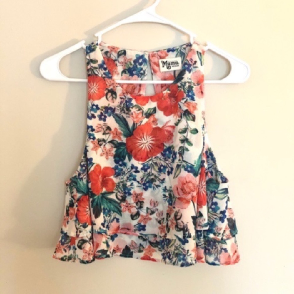Show Me Your MuMu Floral Cropped Tank Poppy Petal